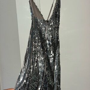 Forever 21 Shimmering Silver Sequin Top